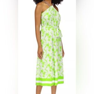 NWT MICHAEL Michael Kors Chain Neck Border Dress-Apple Green-S